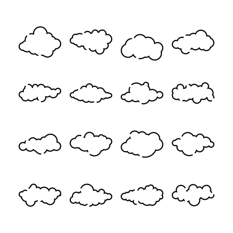 Vector Line Set of Different Clouds Illustration