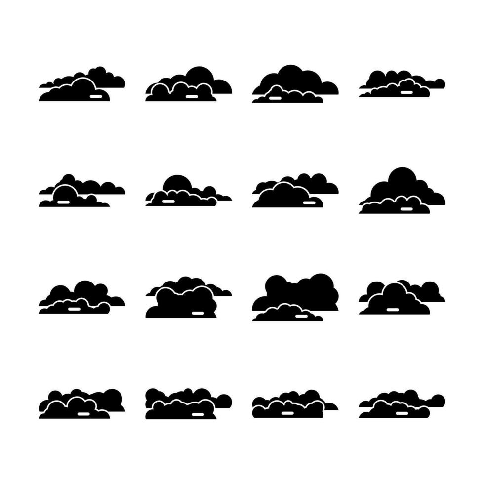 Vector Glyph Set of Different Clouds Illustration