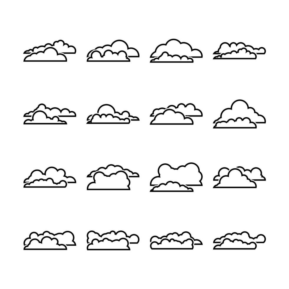 Vector Line Set of Different Clouds Illustration