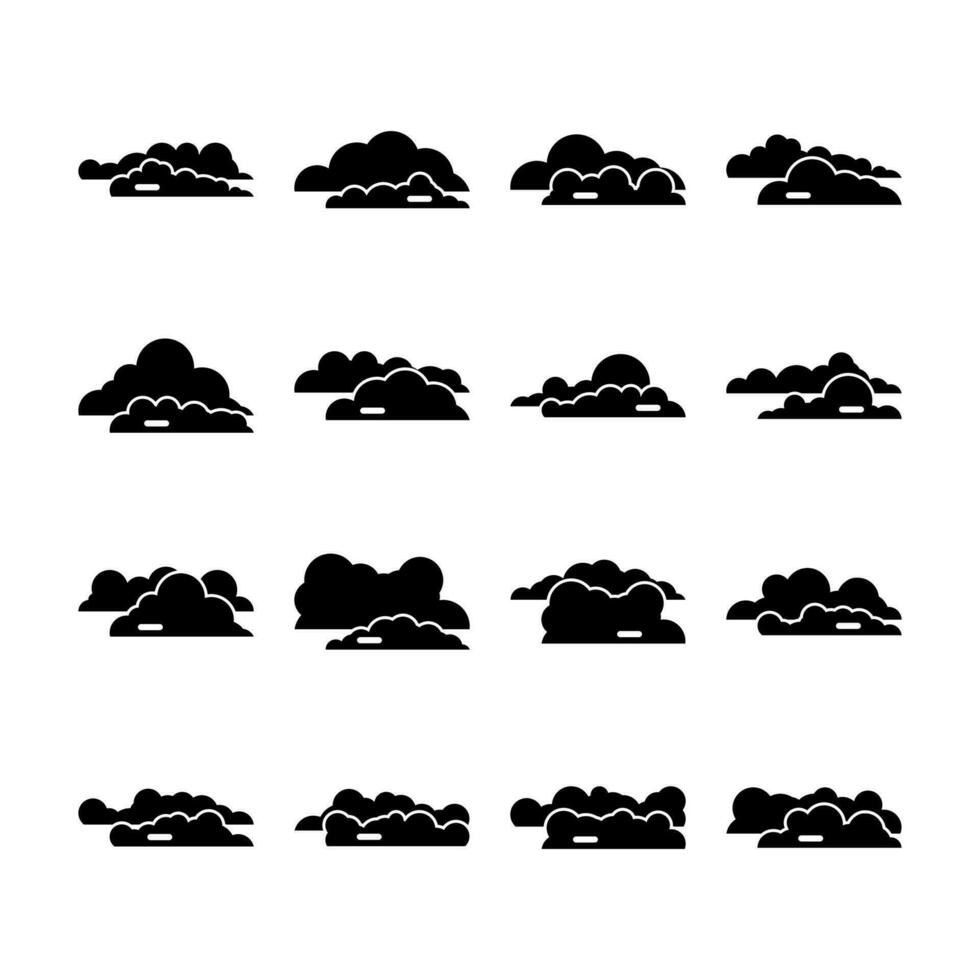 Vector Glyph Set of Different Clouds Illustration