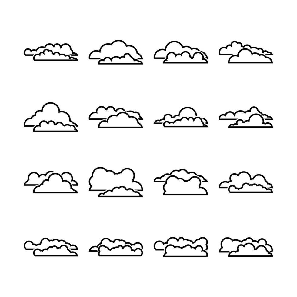 Vector Line Set of Different Clouds Illustration