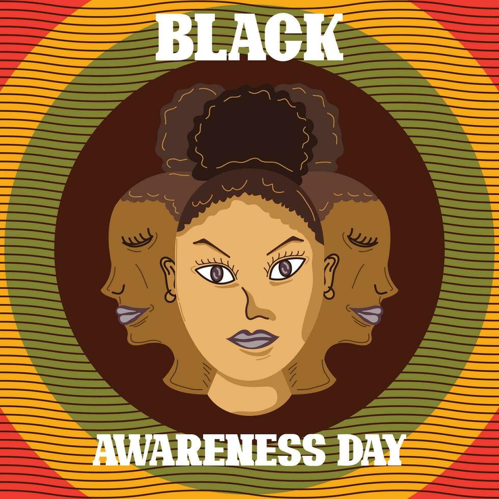 vector ilustración de mujer, negro conciencia día