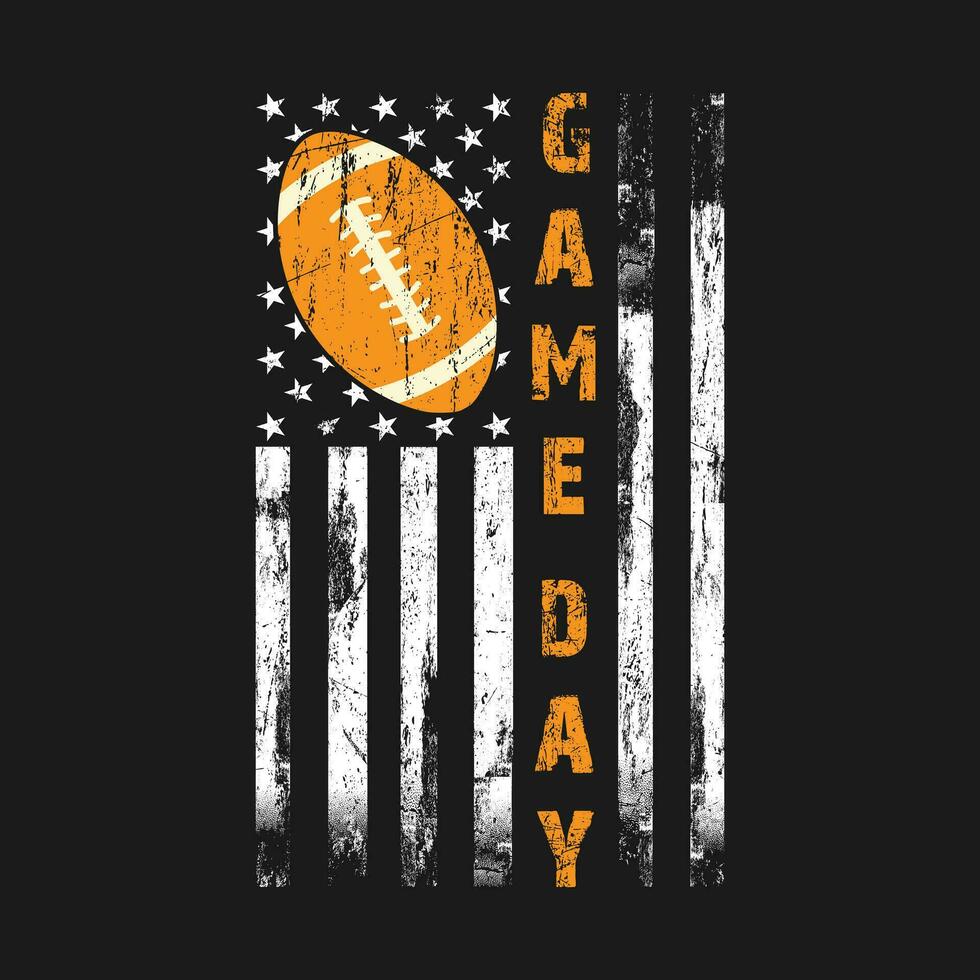 funny vintage Game Day With Flag American Football Lovers Mom Dad gift T-Shirt design vector