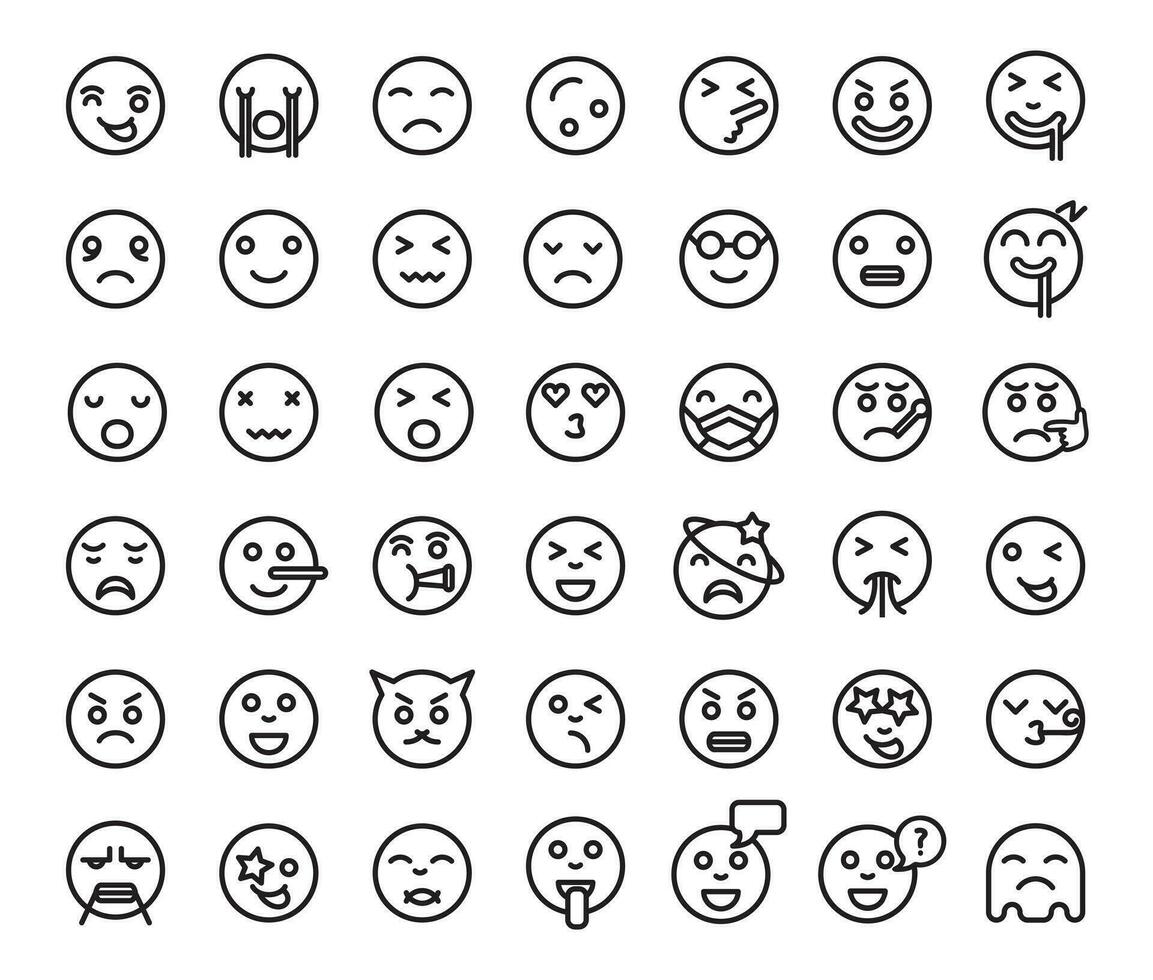 un conjunto de emoji línea íconos conjunto vector