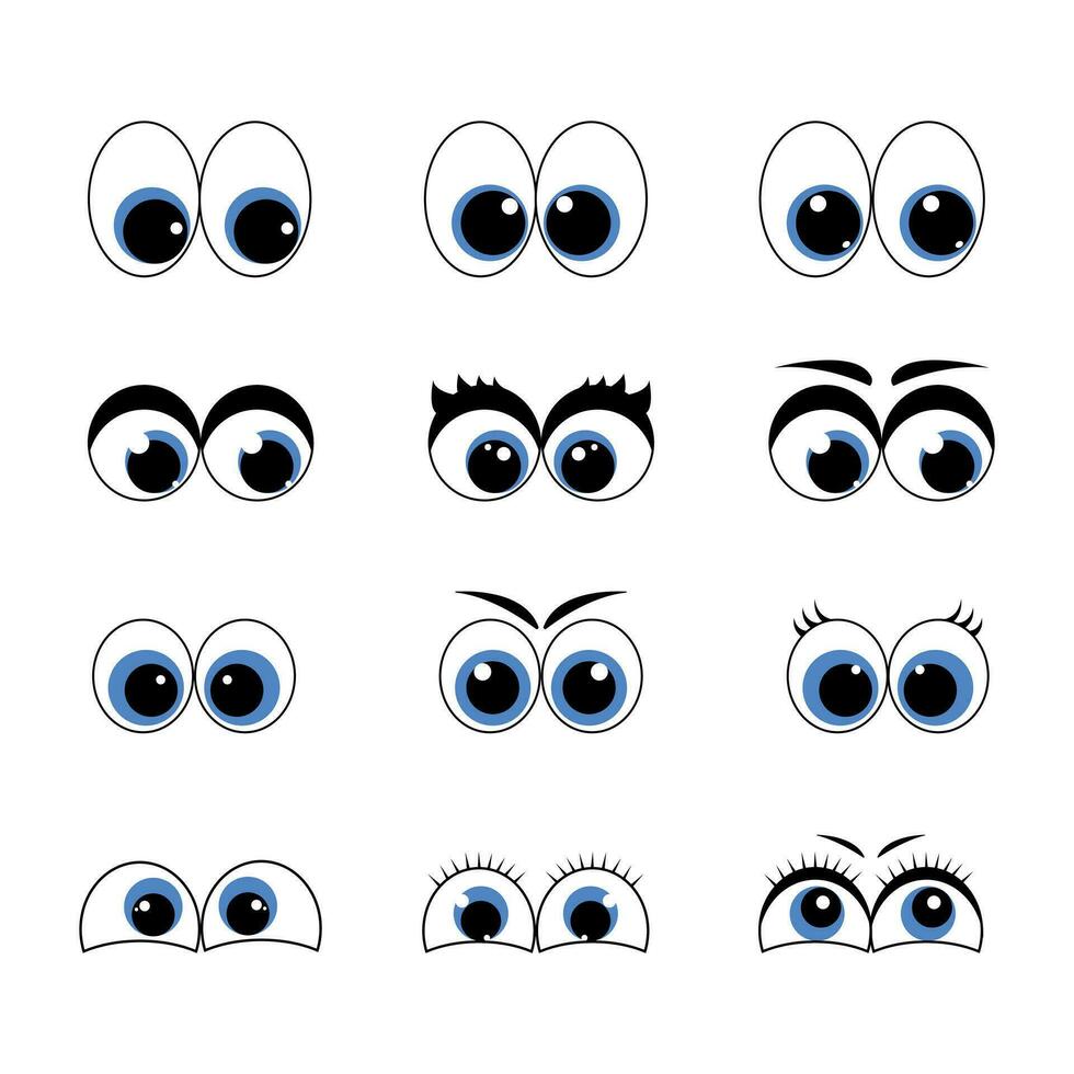 Cartoon Funny Eyes Collection. vector