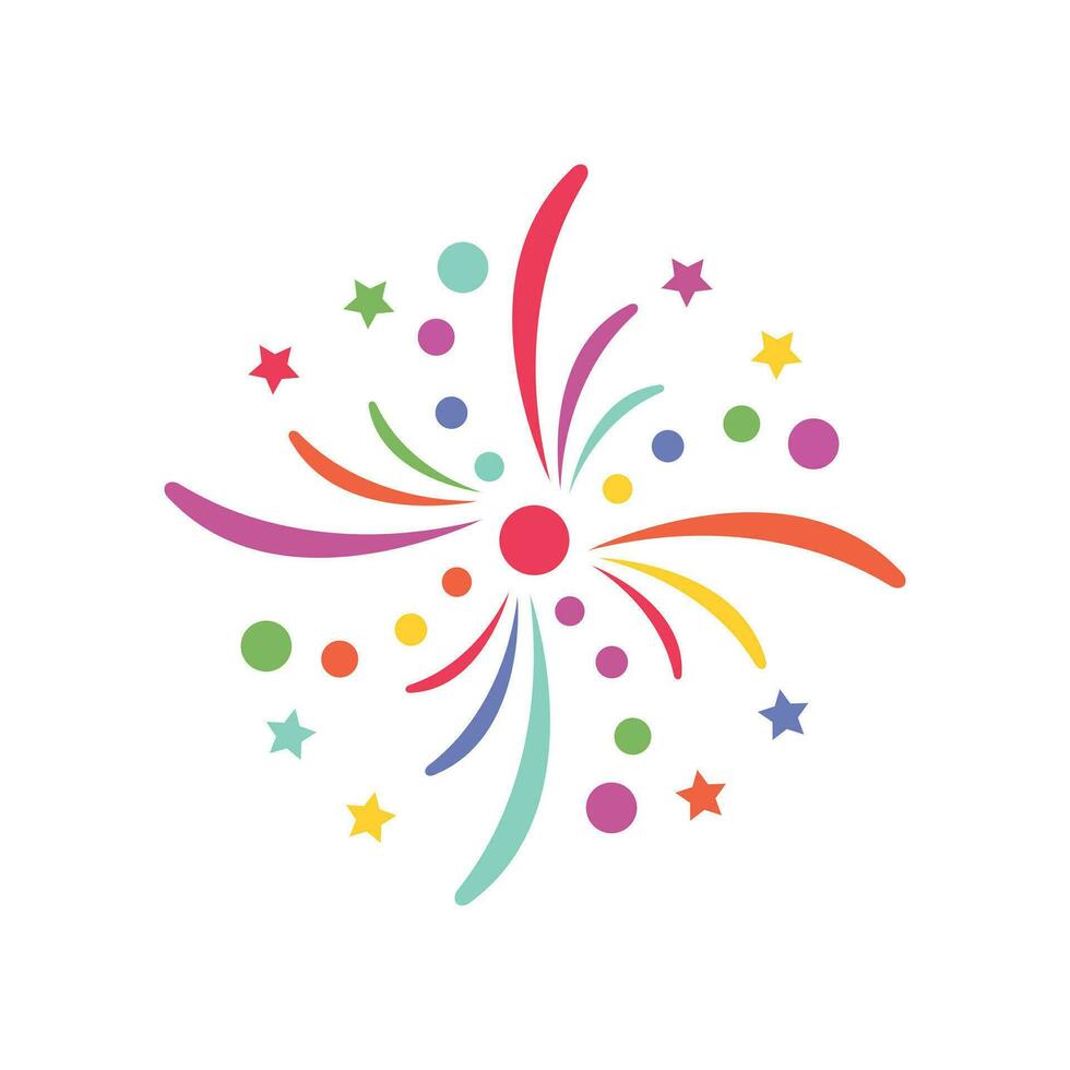 Colorful fireworks explosion vector graphic illustration design