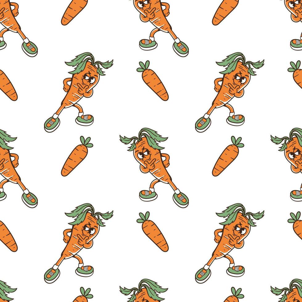 cute carrot character seamless pattern vector