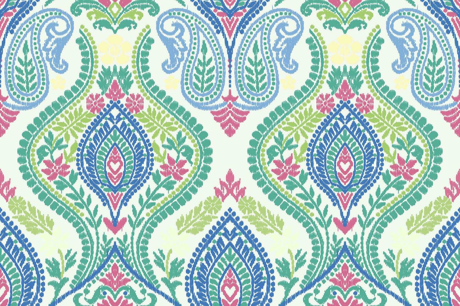 Floral vintage seamless pattern for retro wallpapers. Enchanted Vintage Flowers. Arts and Crafts movement inspired. Design for wrapping paper, wallpaper, fabrics and fashion clothes. Ikat pattern. vector