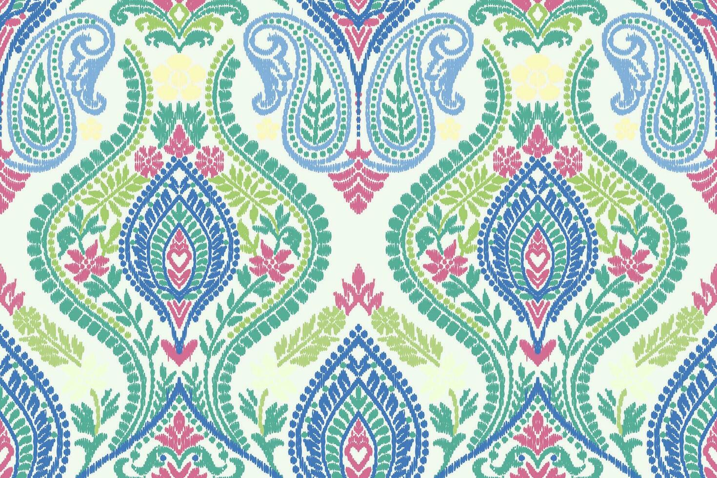 floral Clásico sin costura modelo para retro fondos de pantalla encantado Clásico flores letras y artesanía movimiento inspirado. diseño para envase papel, fondo de pantalla, telas y Moda ropa. ikat modelo. vector