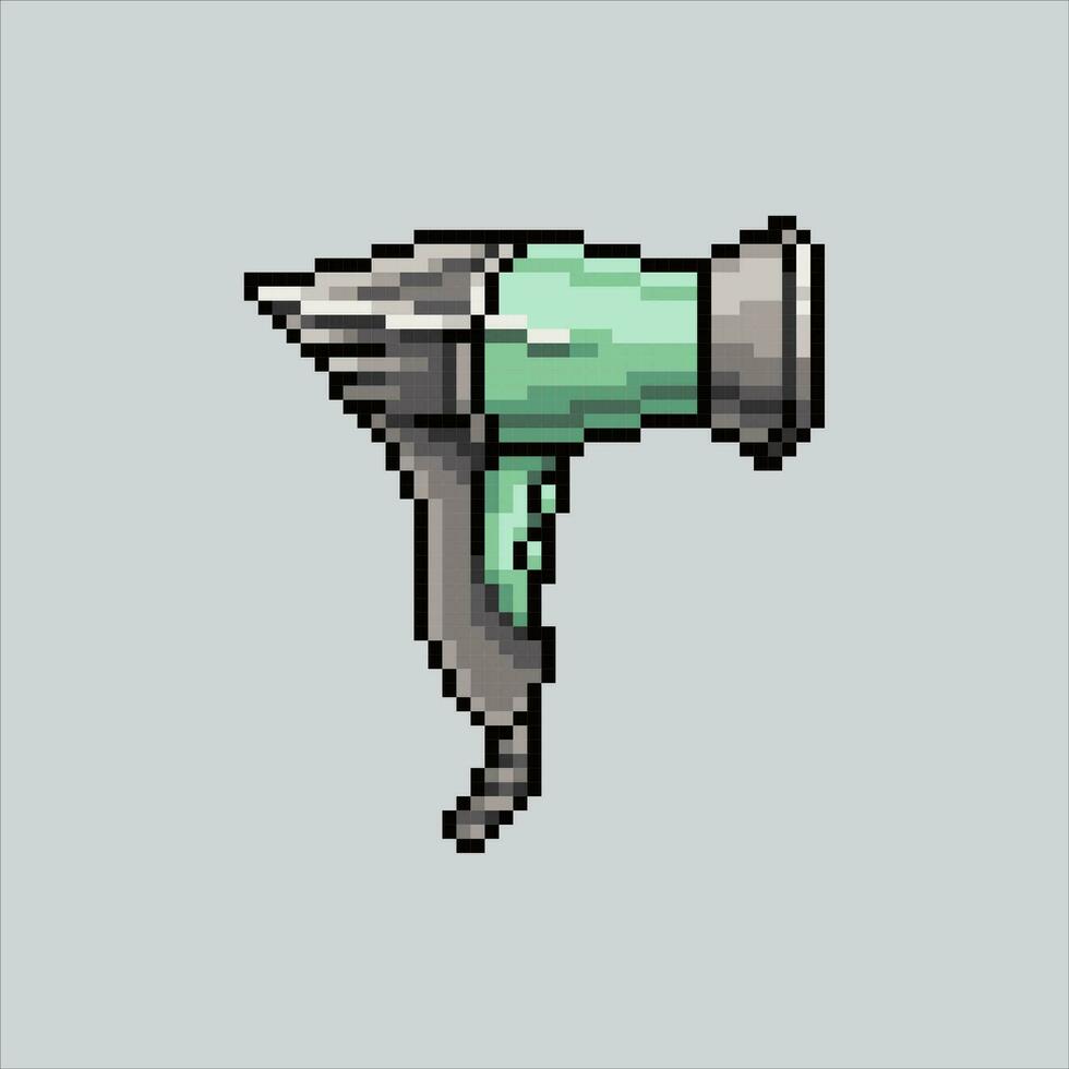 Pixel art illustration hairdryer. Pixelated hairdryer. wonman hairdryer icon pixelated for the pixel art game and icon for website and video game. old school retro. vector