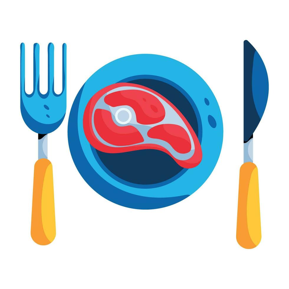 Trendy Eating Steak vector