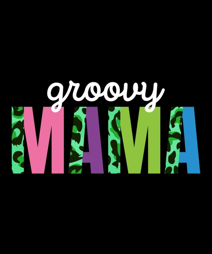 Groovy Mama Leopard Typography Tshirt Design vector