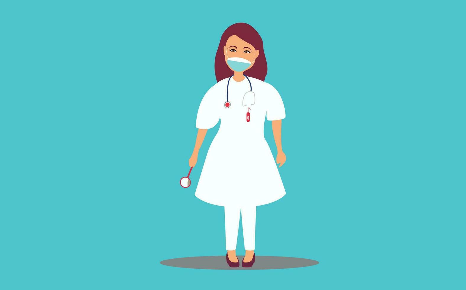 Female woman nurse character presenting something isolated vector illustration