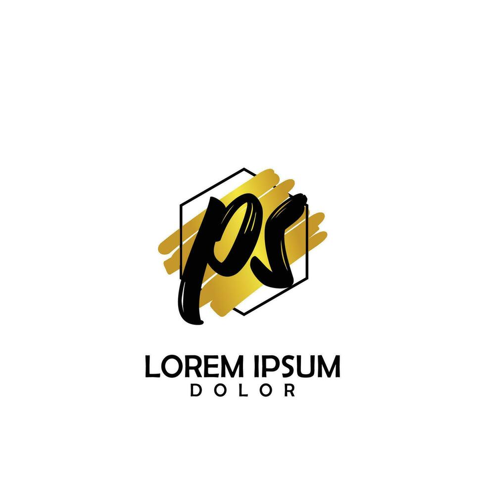 PS Initial Brush In Circle Frame Template Design vector