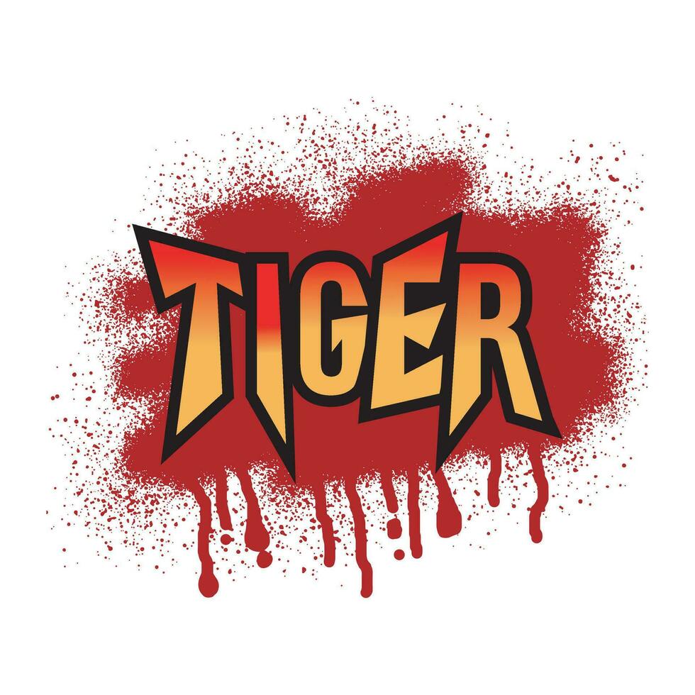 Tiger text graffiti street art vector