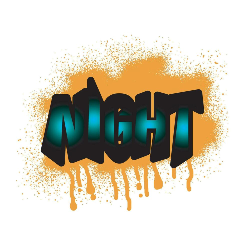 Night text graffiti street art vector