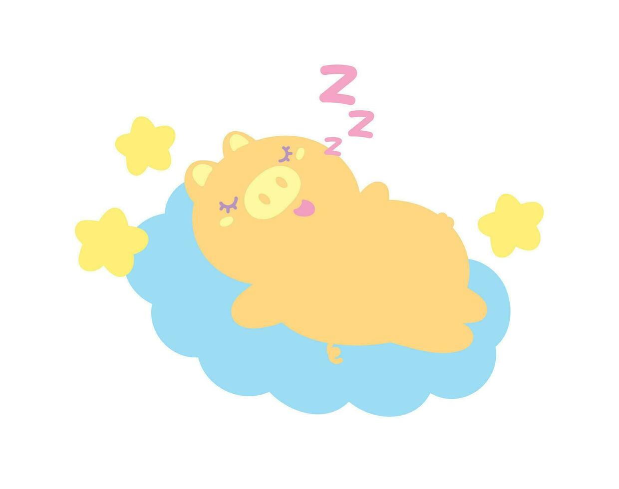 linda kawaii cerdo dormir en nube gráfico dibujos animados vector