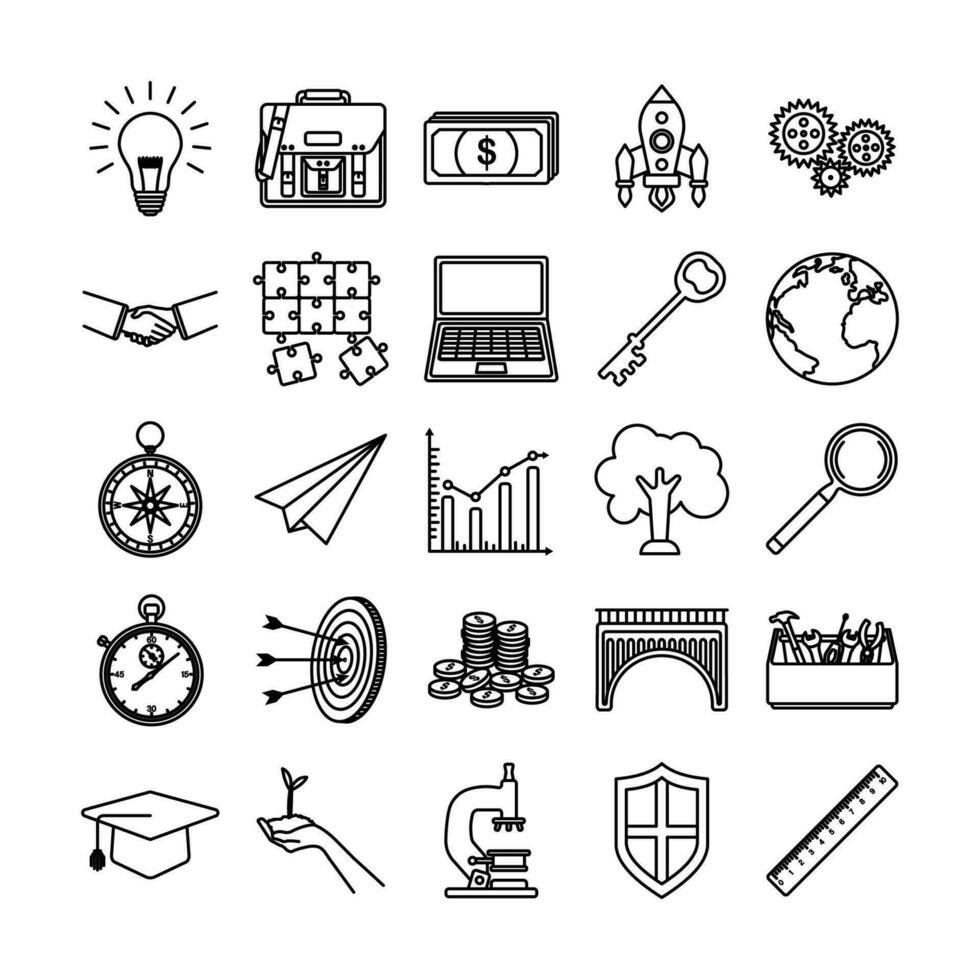 Entrepreneur Icon Set in Line Style vector