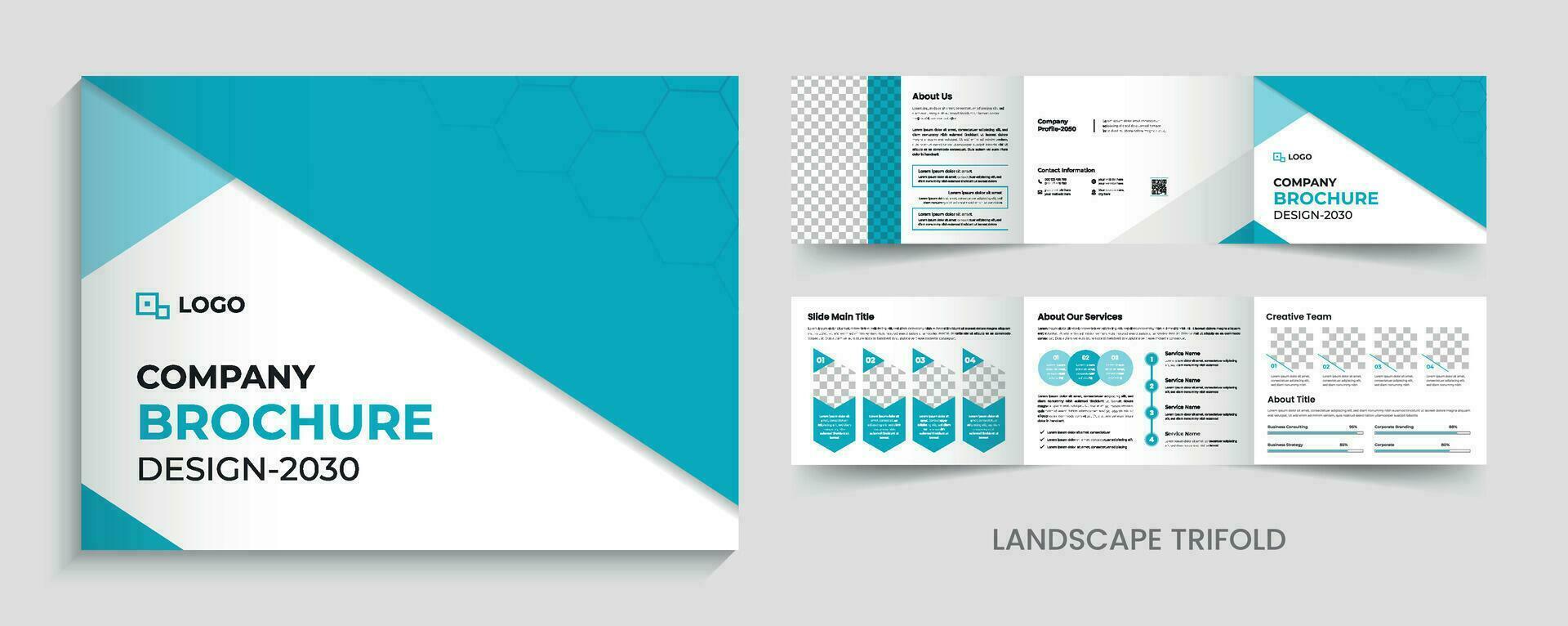 negocio paisaje tríptico folleto diseño, corporativo empresa modelo diseño vector