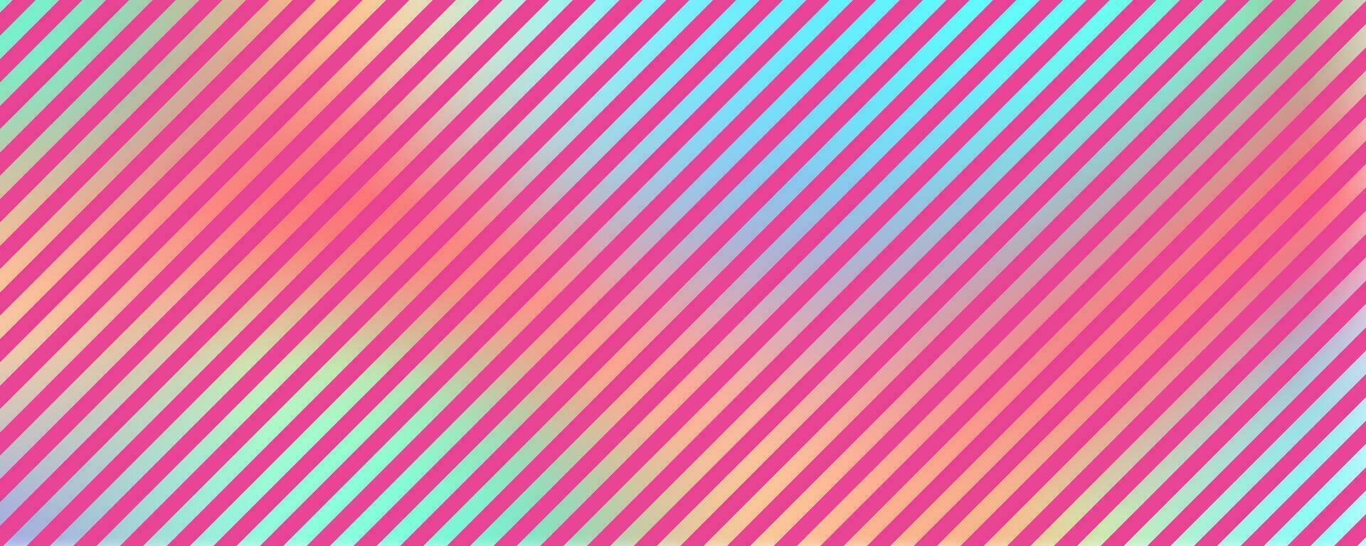 Abstract striped gradient background. Holographic vector foil texture. Rainbow ombre and pink stripes. Iridescent elegant illustration.
