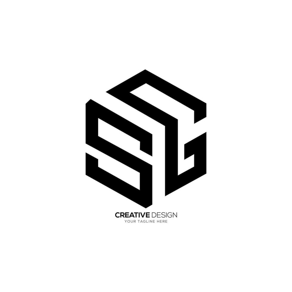 Letter Sg hexagon shape unique modern abstract monogram logo vector