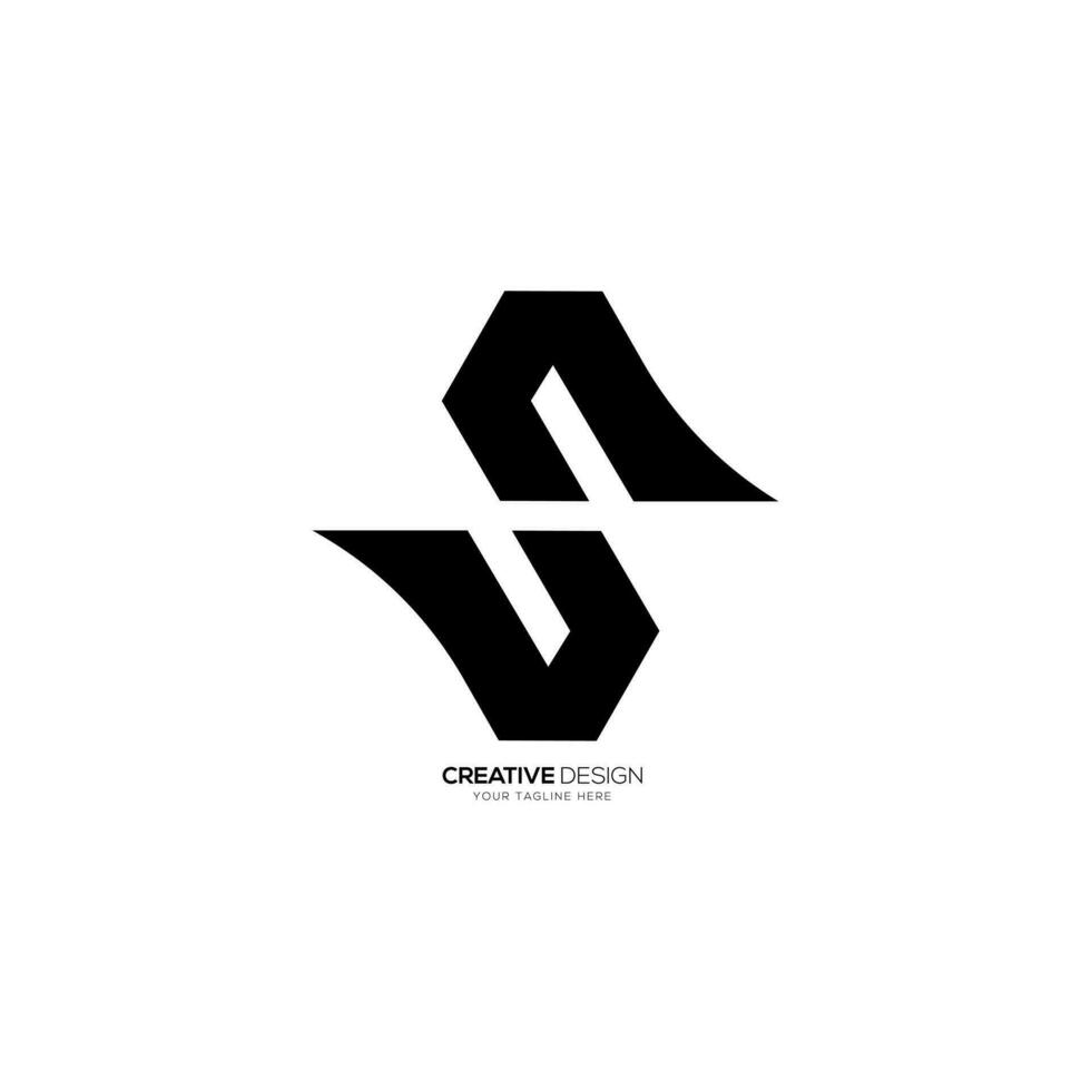 Letter Sh or Hs with negative space modern unique flat shape creative monogram logo vector