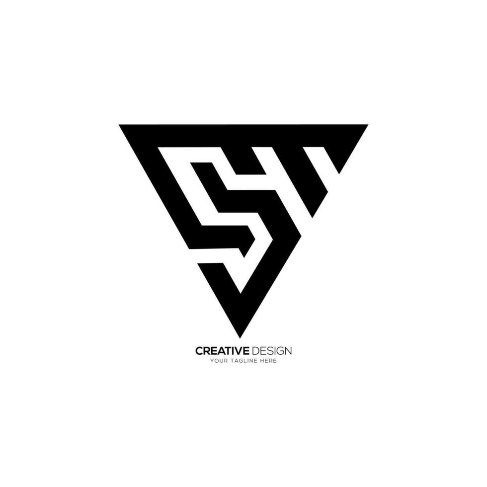 Letter Sm with modern unique shape triangle monogram abstract logo design vector