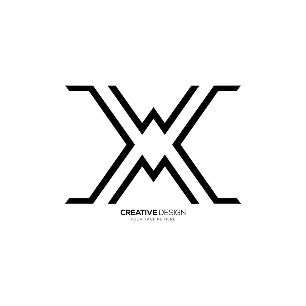 Letter w x m initial line art creative unique modern monogram gaming logo vector