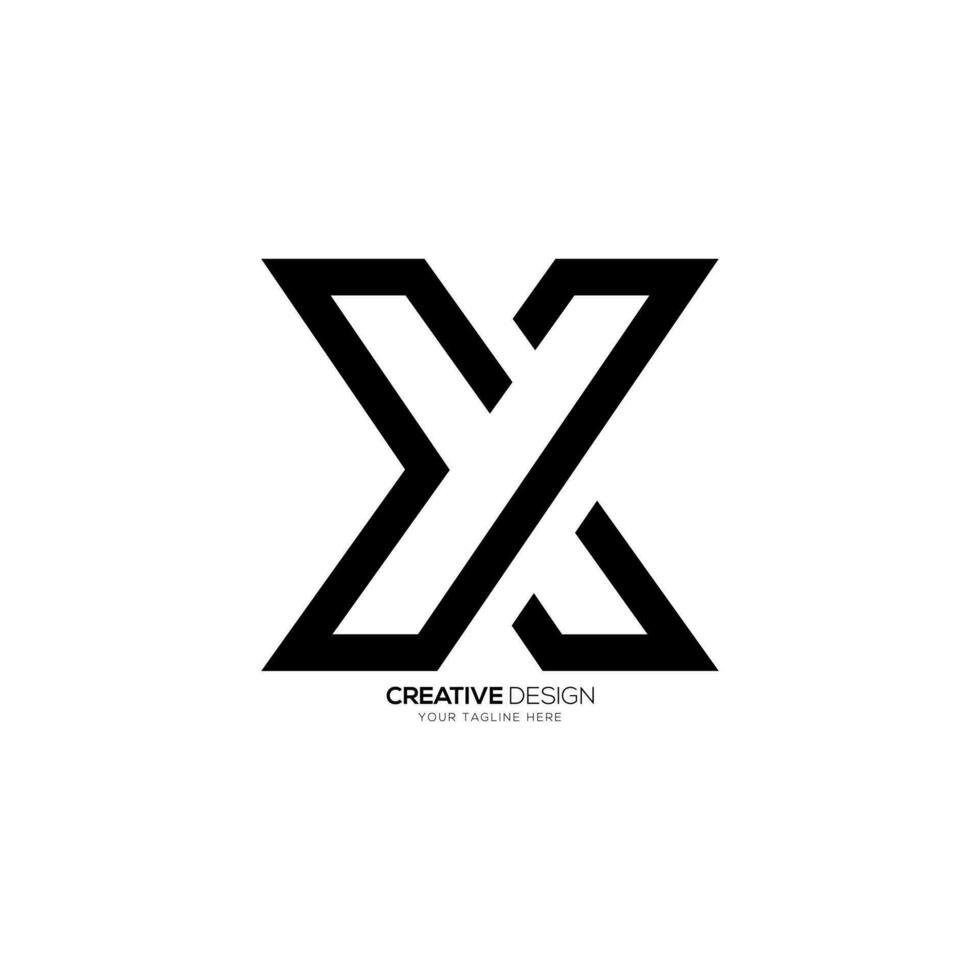 Letter Yx or Xy line art creative modern unique shape abstract monogram minimal logo vector