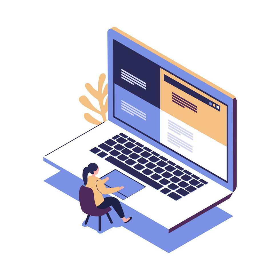 young programmers code the web site on the laptop from the command line, the system administrator tries to hack the system, team work vector