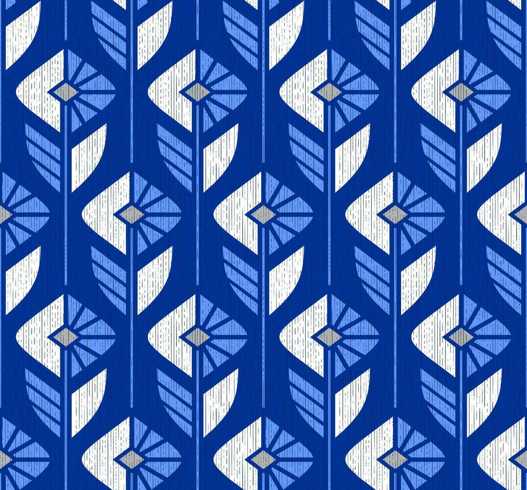 BLUE VECTOR SEAMLESS BACKGROUND WITH GEOMETRIC WHITE AND LIGHT BLUE COLORS IN ART DECO STYLE
