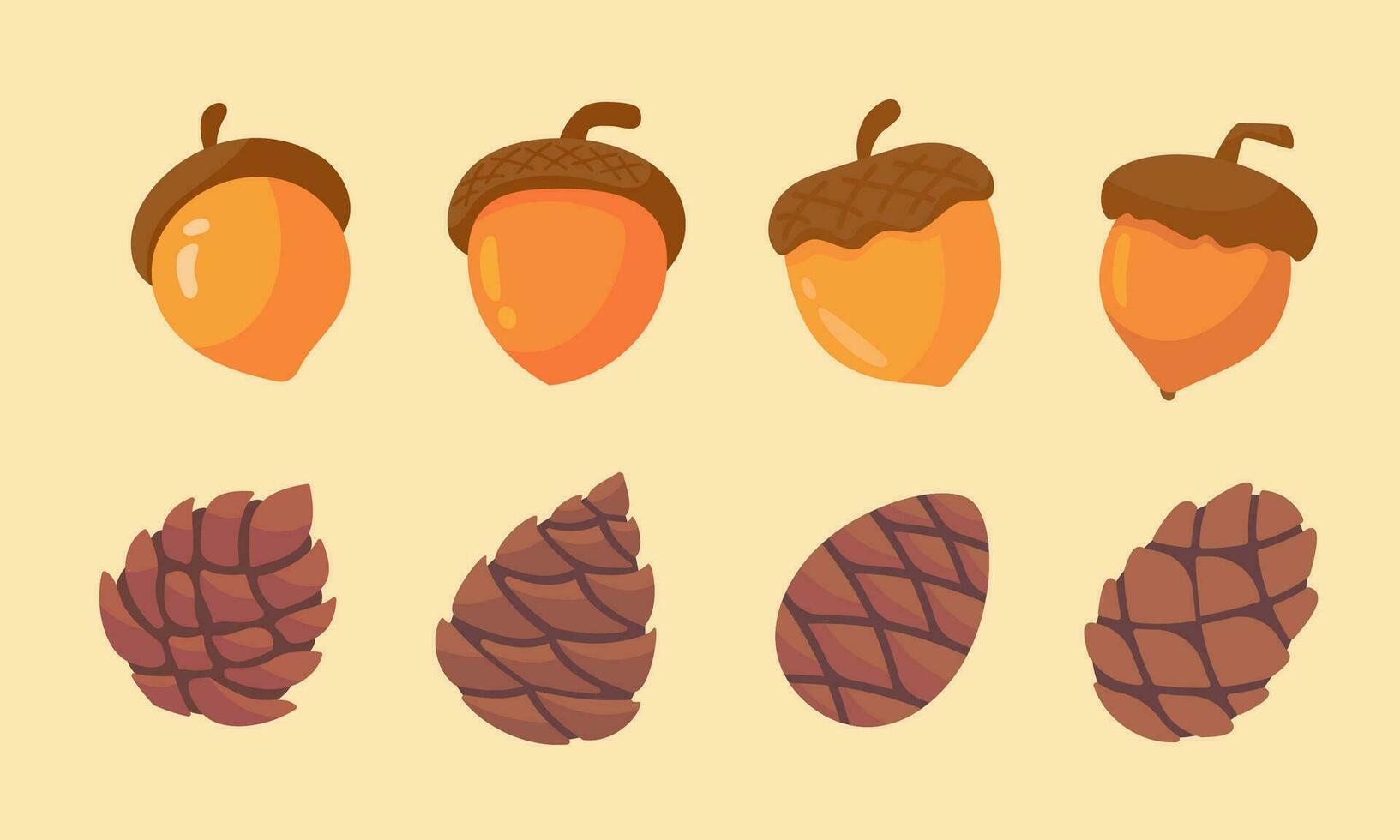 autumn acorn Thanksgiving decorative elements vector