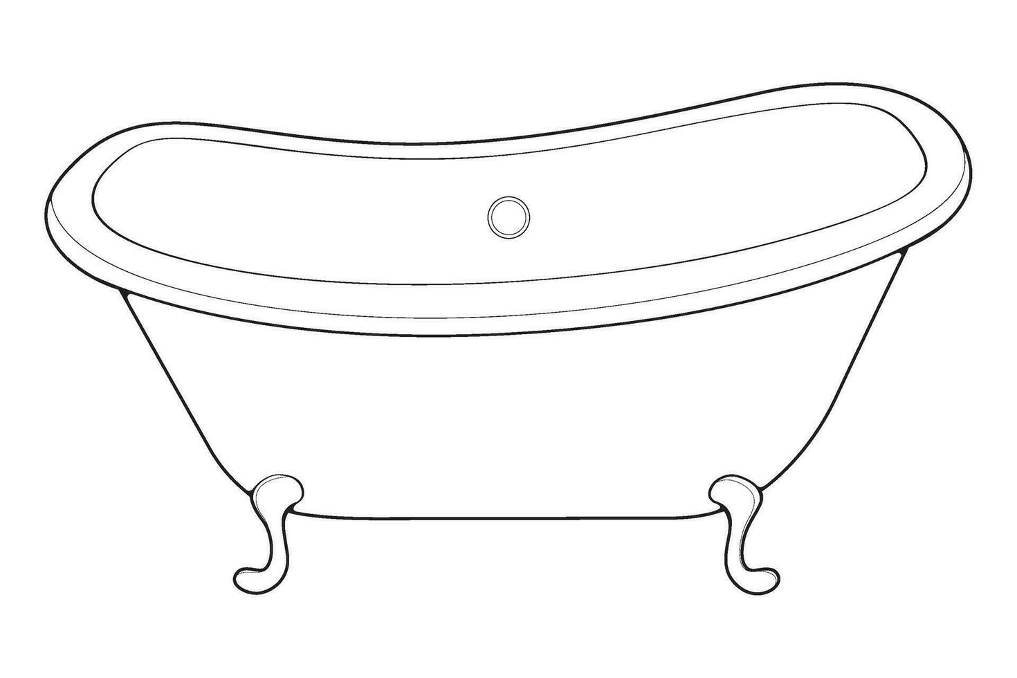 Hand-drawn outline bathtub, simple styles outline vector. Simple doodle sketch style. Vector illustration.