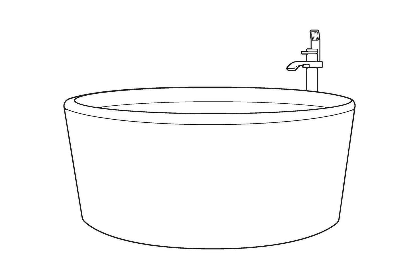 Hand-drawn outline bathtub, simple styles outline vector. Simple doodle sketch style. Vector illustration.