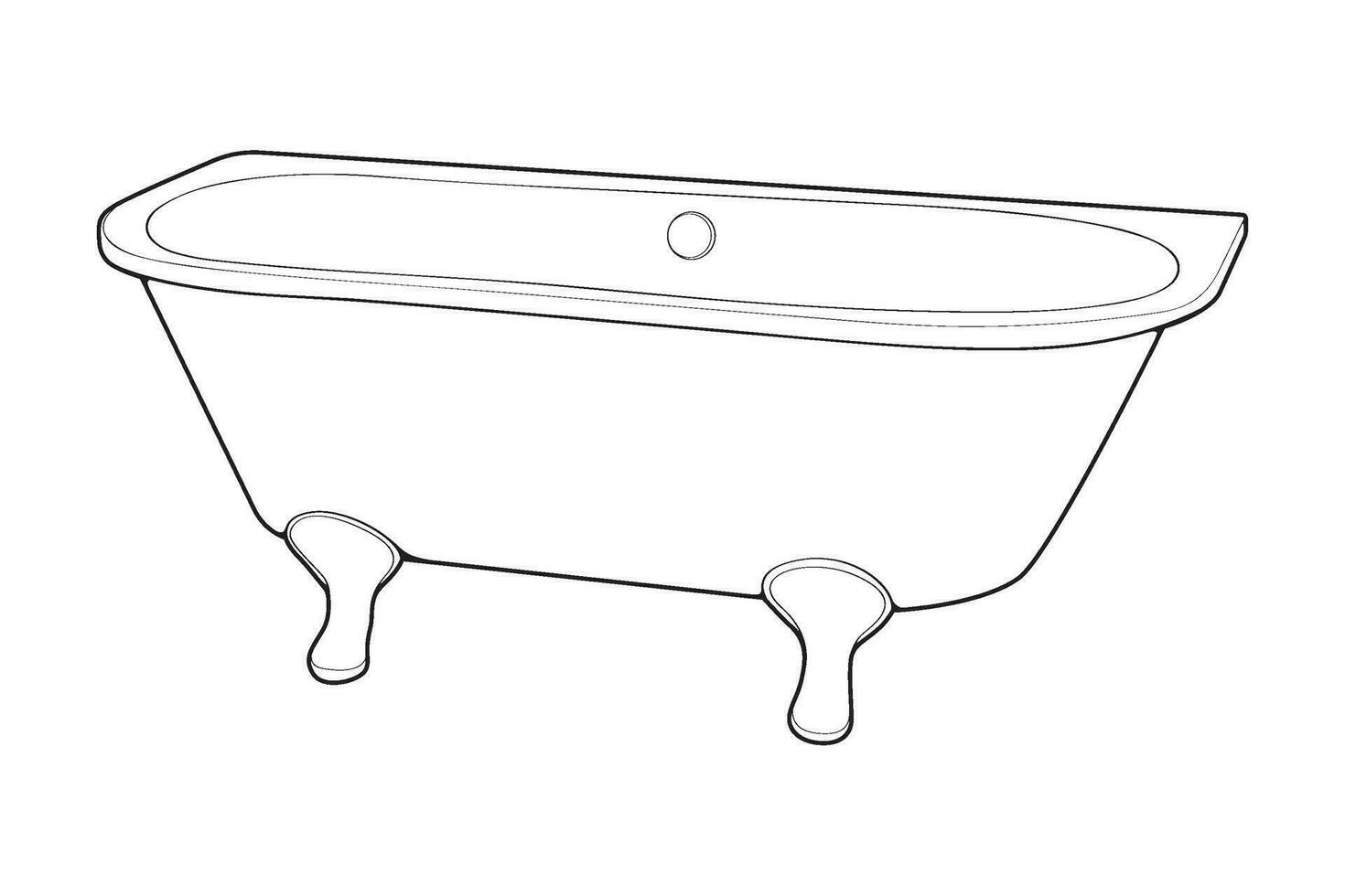 Hand-drawn outline bathtub, simple styles outline vector. Simple doodle sketch style. Vector illustration.