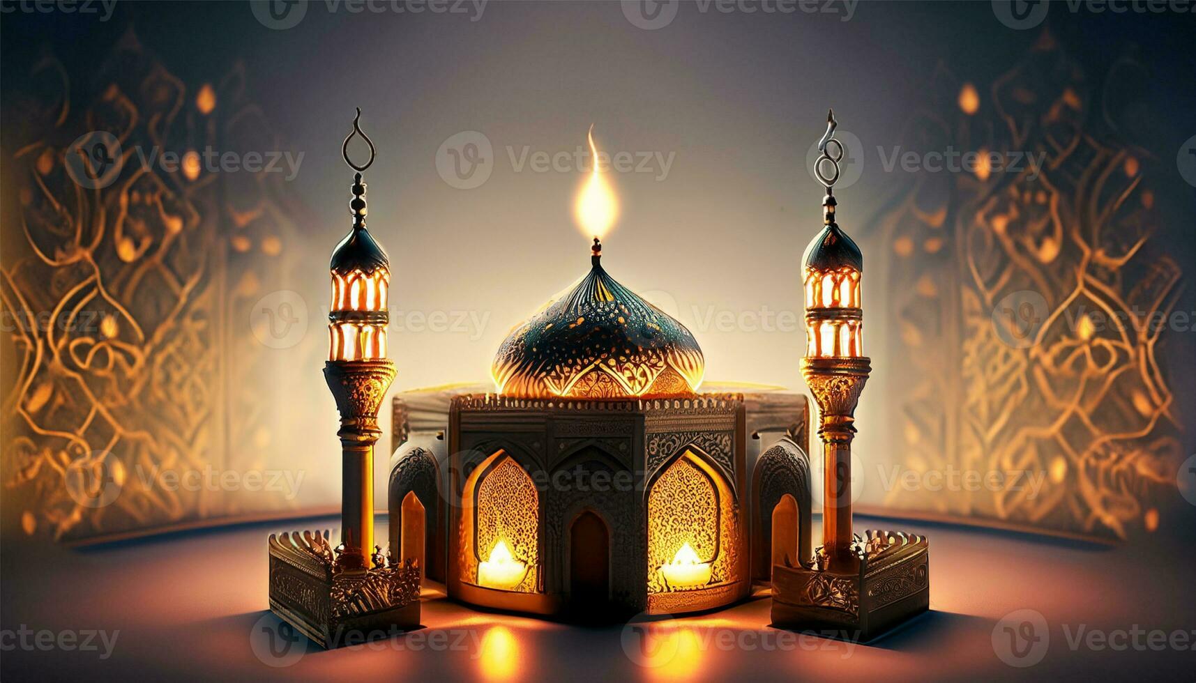 Lanterns with a dramatic black background and blur photo