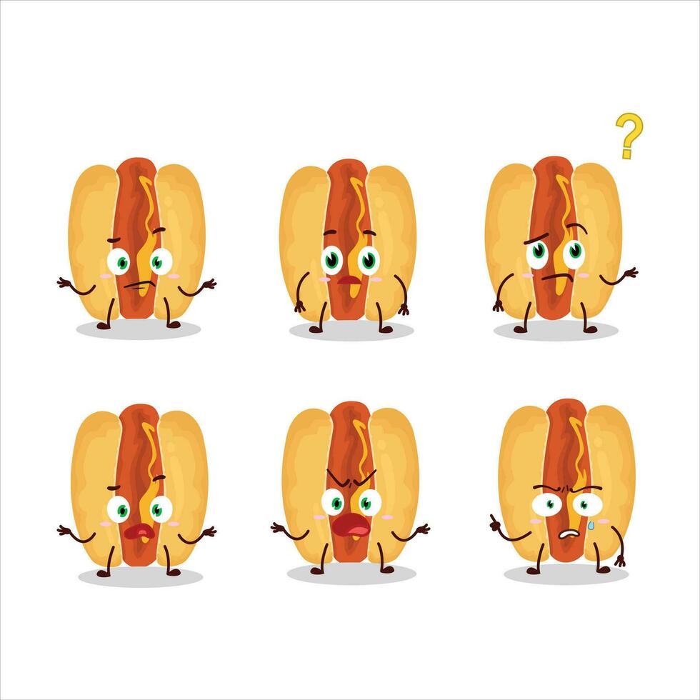 Cartoon character of hot dogs with what expression vector