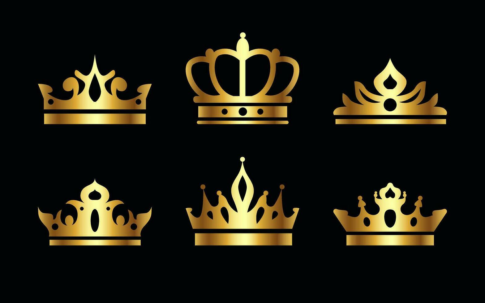 Golden Crown Icon Set vector