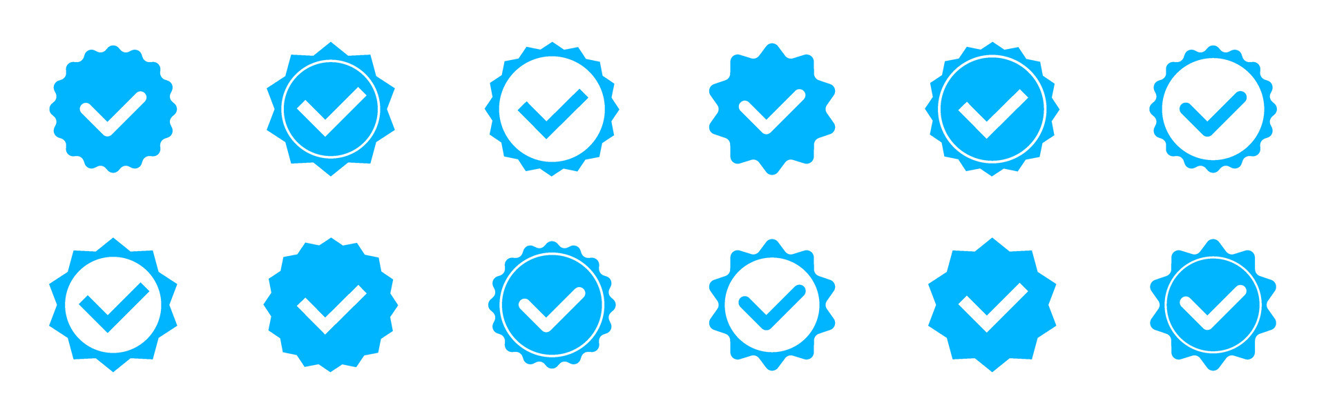 Account verification check mark icon collection. Social media verification  icons. Verified badge profile set. Blue check mark vector icon Stock Vector