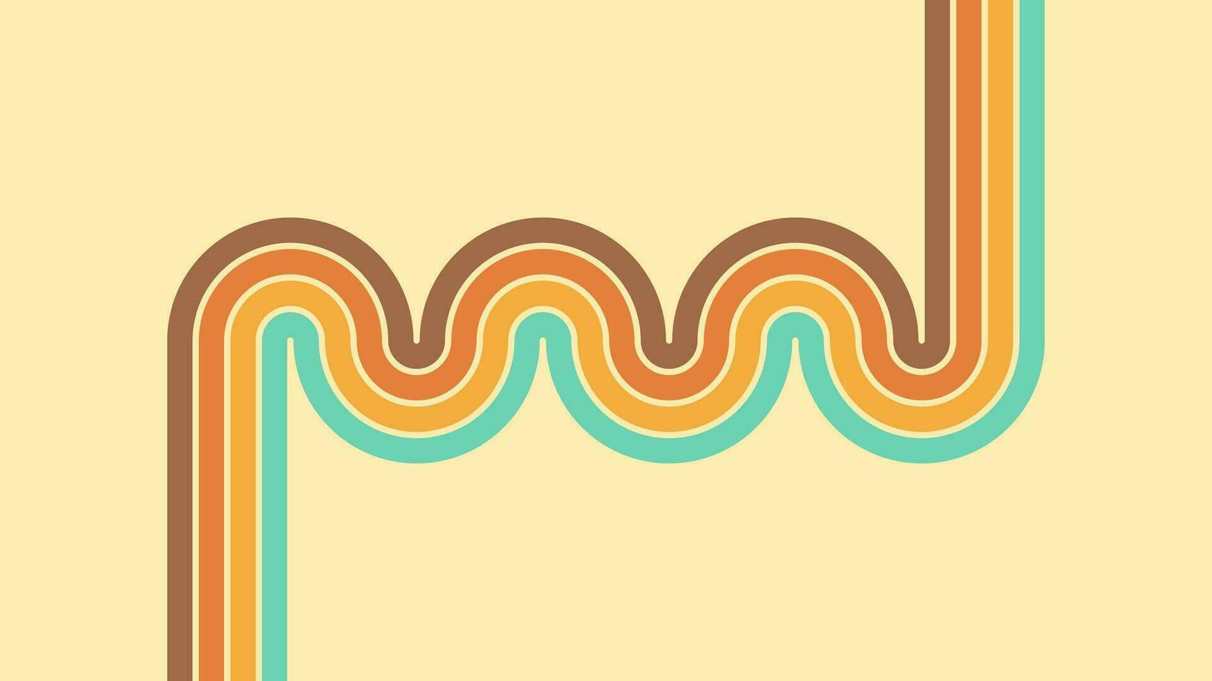 Groovy abstract retro style background with line rainbow vector