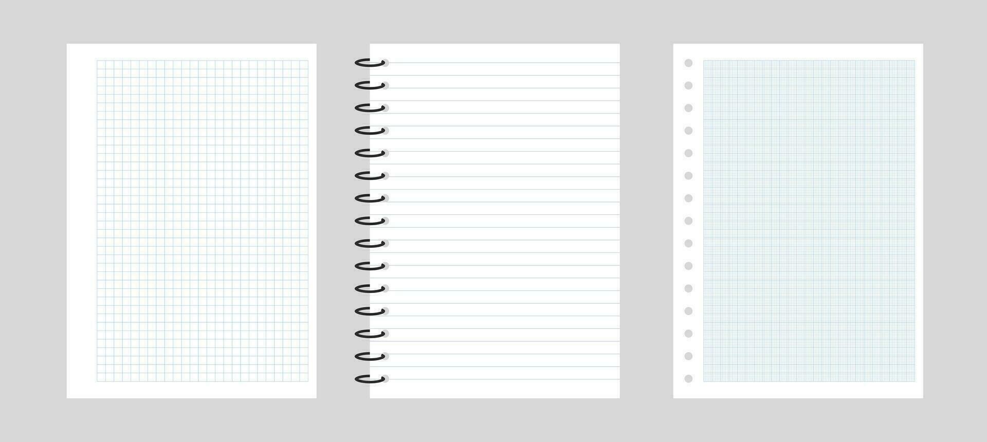 Checkered paper and a line in a notebook. Paper background for web. Blank notebooks with grid for homework vector