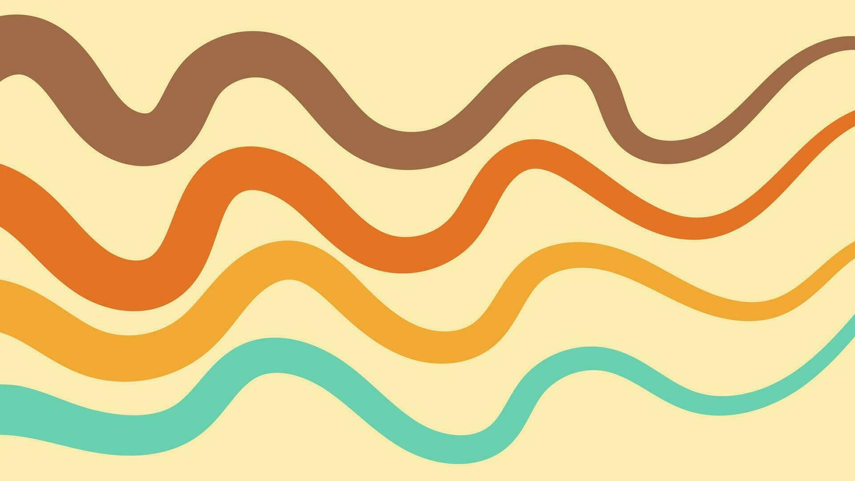 Groovy line wave rainbow abstract retro style background vector