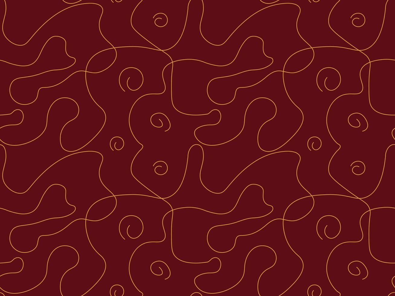 Seamless vector pattern of abstract continuous single line. One line art, geometry, wave