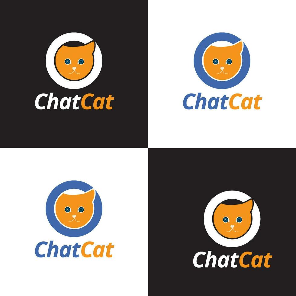 Modern ChatCat logo design vector template.