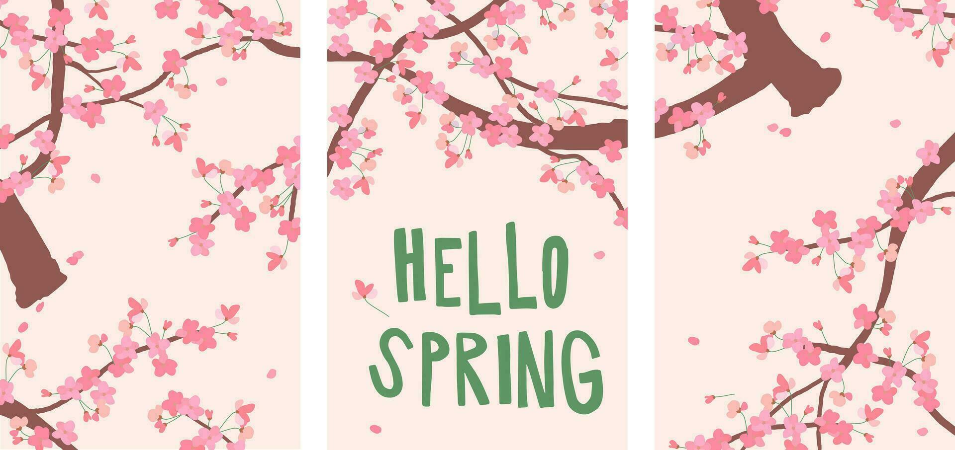 Illustration of cherry trees on a pink background. Festive banner for spring holiday. Spring pink flowers. Vektor graphic of Sakura. vector