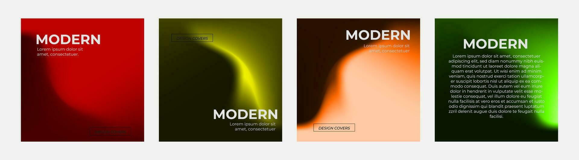 Set of covers design templates with vibrant gradient background. Trendy modern design. Applicable for placards, banners, flyers, presentations, covers and reports. Vector illustration