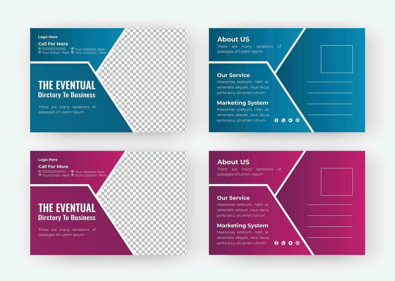 Corporate Business Postcard Template Design, Simple and Clean Modern Minimal Postcard Template, Business Postcard Layout vector