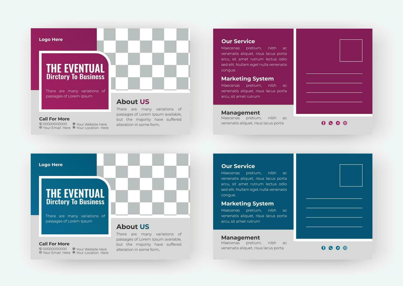 Corporate Business Postcard Template Design, Simple and Clean Modern Minimal Postcard Template, Business Postcard Layout vector