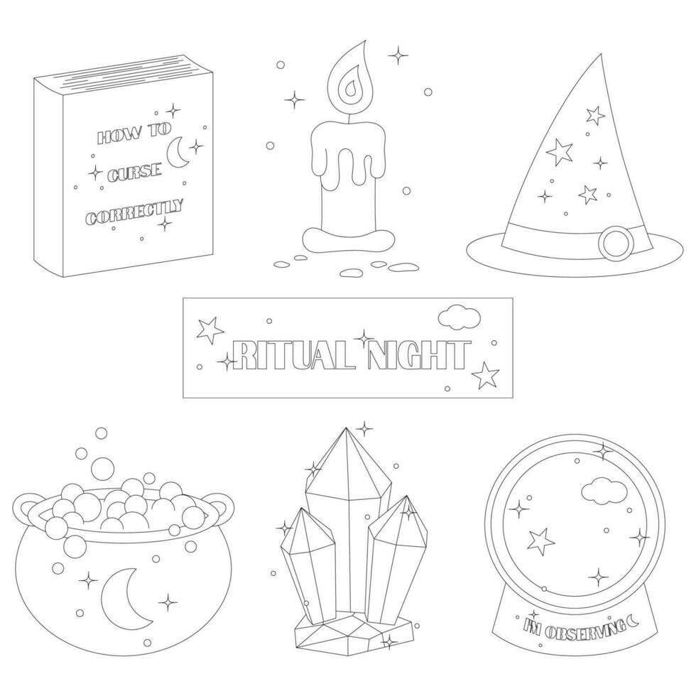 ritual night element line vector