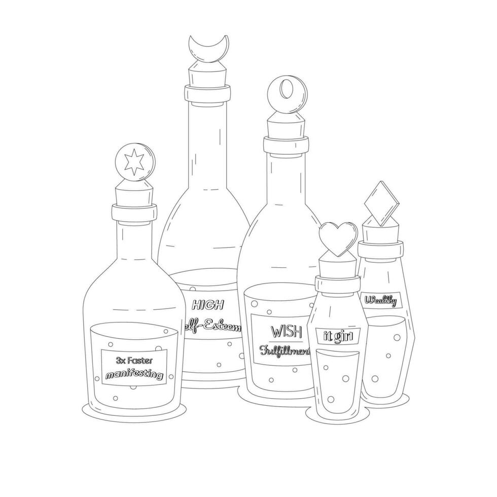 miscellaneous magic potion outline vector